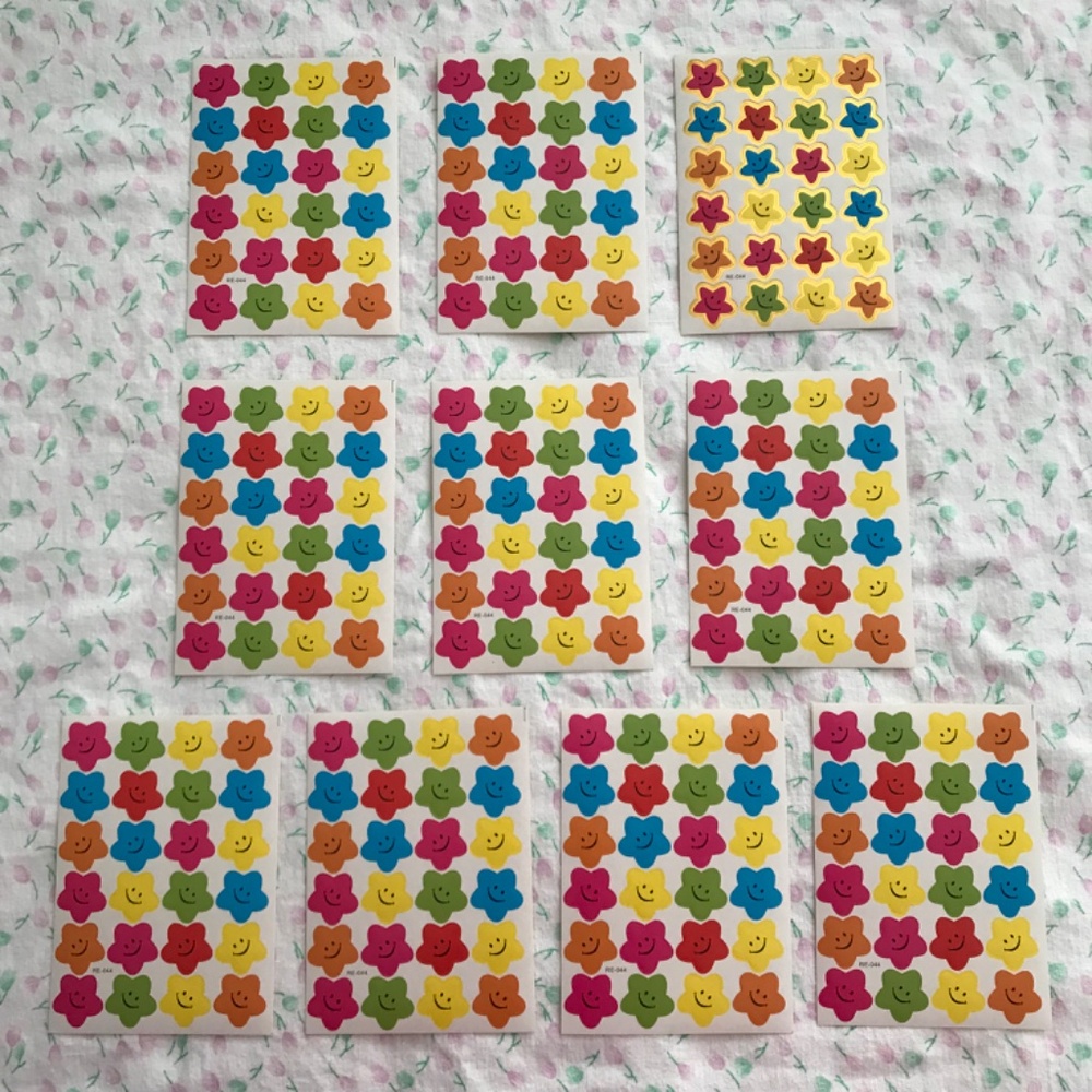 NEW 240 Pcs 10 Sheets Star Smiley Face Sticker Set
